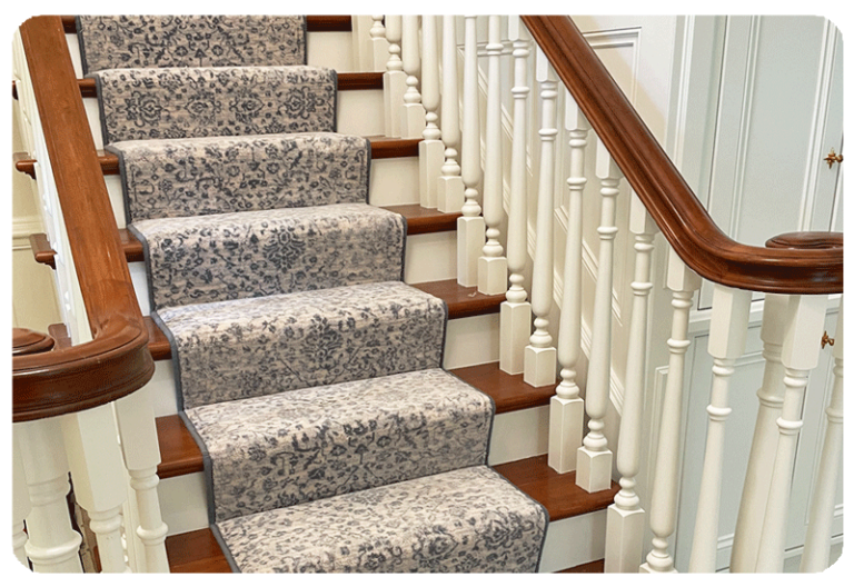 blue pattern custom carpet stair runner wool