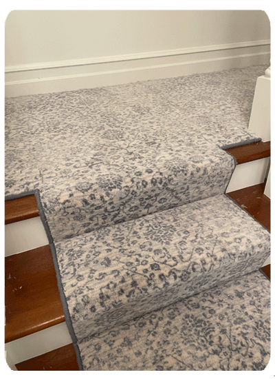 blue pattern wool custom carpet stair runner