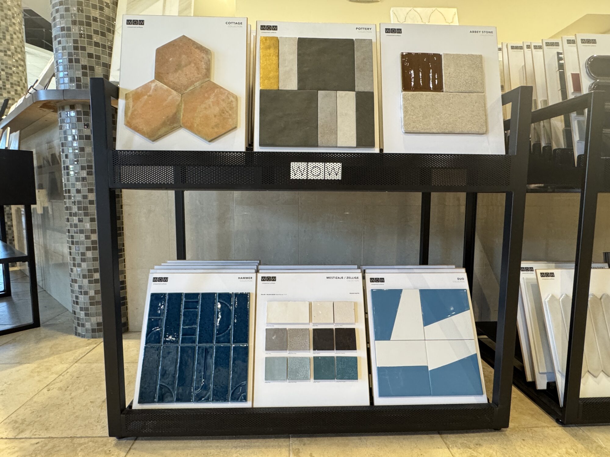 artisan handmade tile display in FLOOR360 showroom
