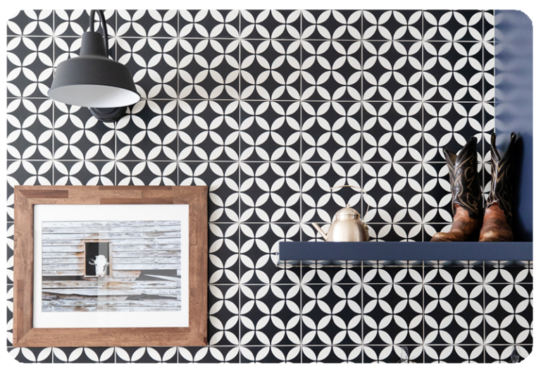 wall tile painted black and white