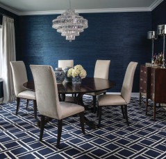 blue pattern carpet dining room