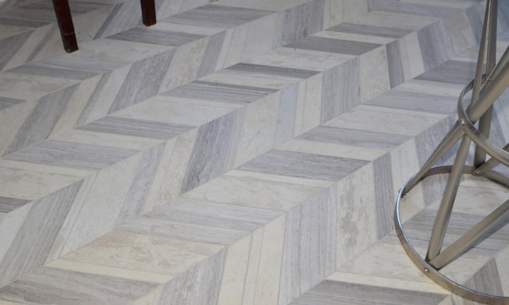 Chevron stone floor