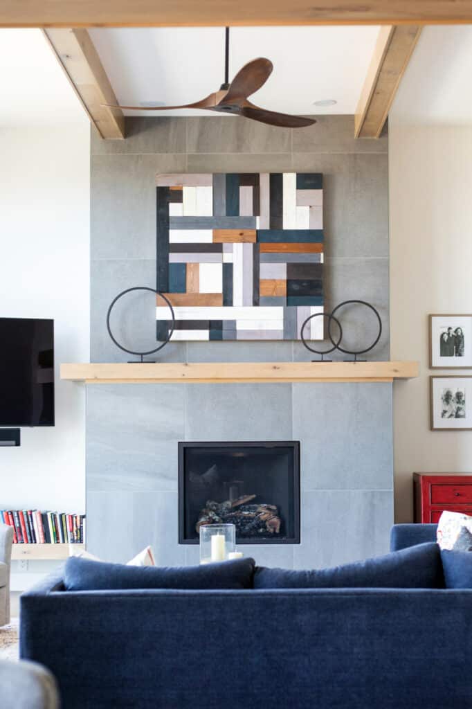 large tile fireplace surround