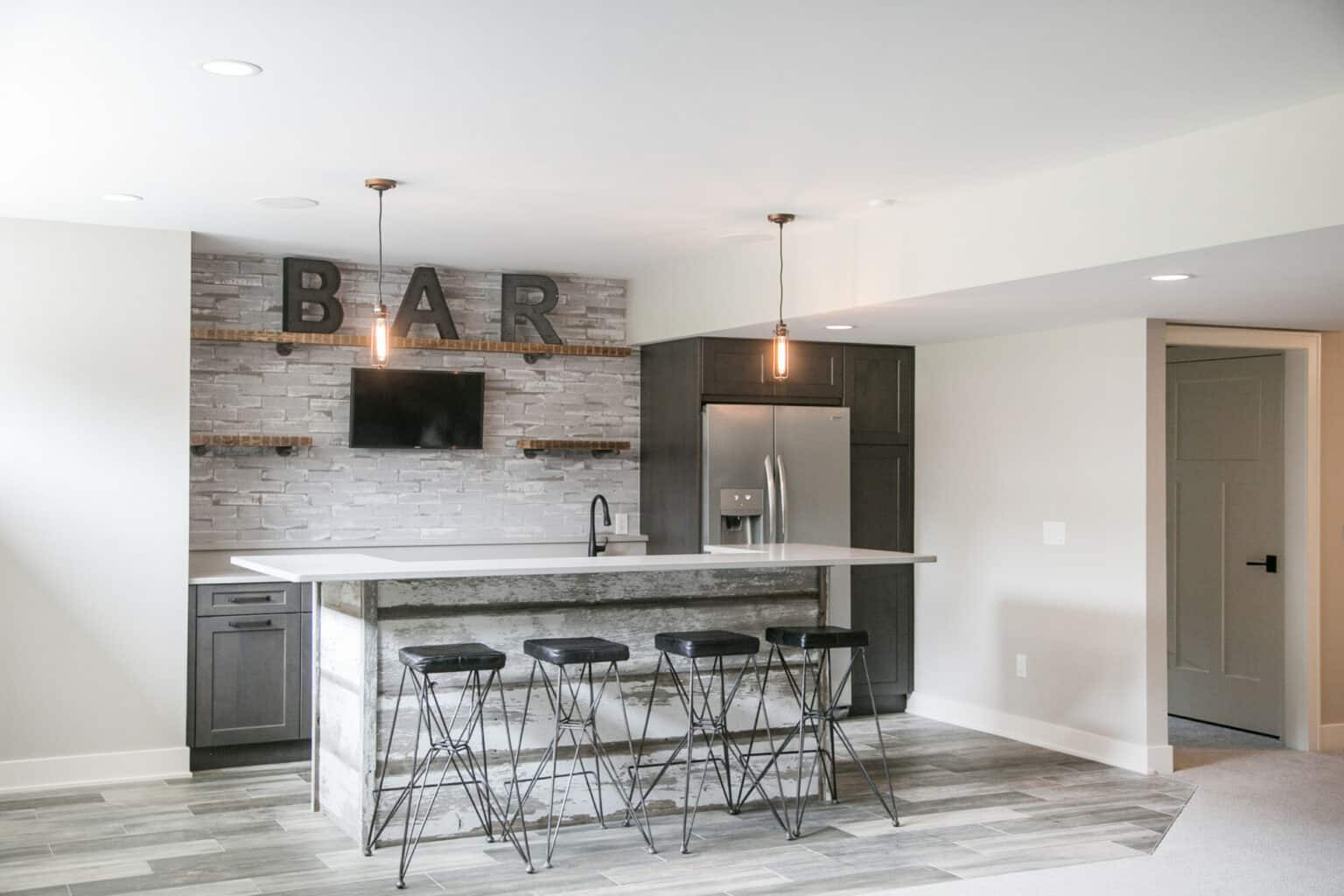 Tile Backsplash luxury vinyl plank lower level