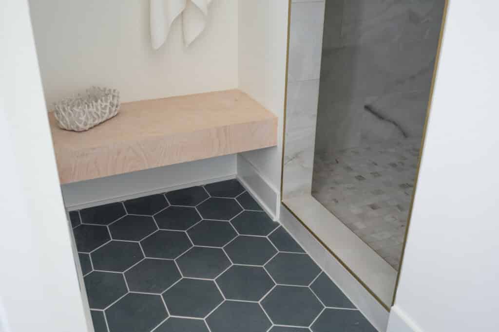 hexagon tile bathroom floor