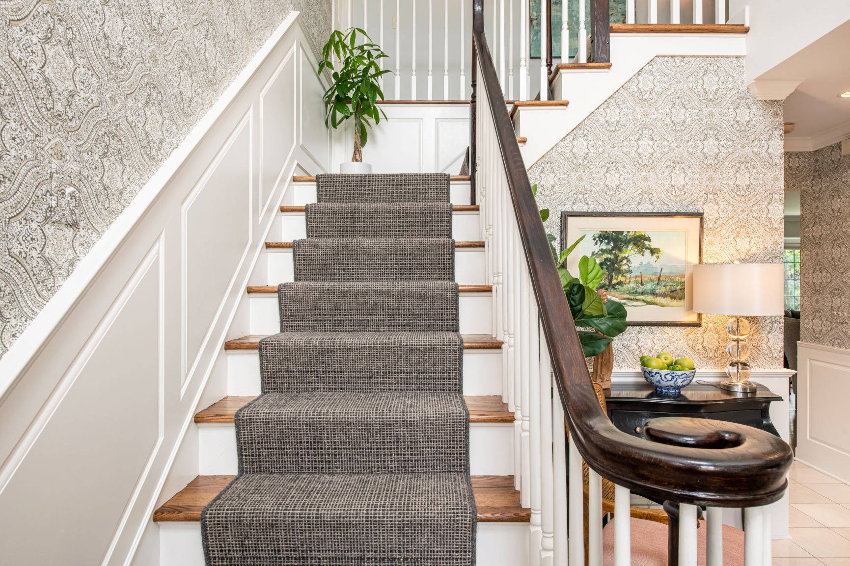 plaid carpet stair runner