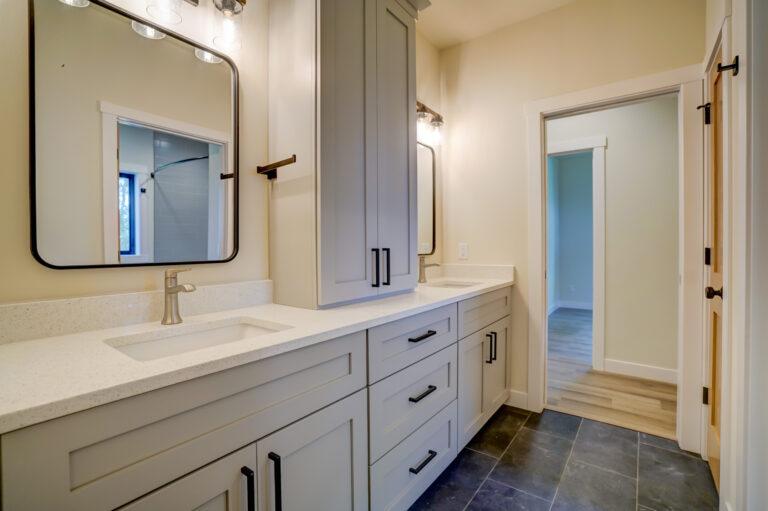 grey tile floor bathroom