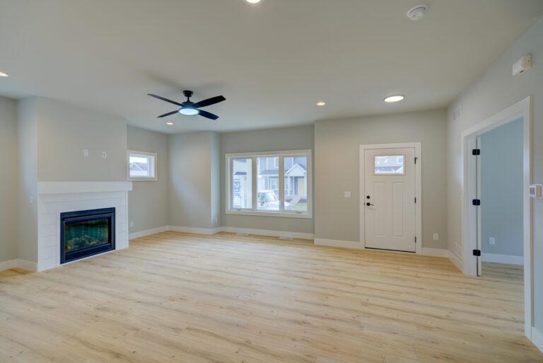 luxury vinyl plank floor living area and entry