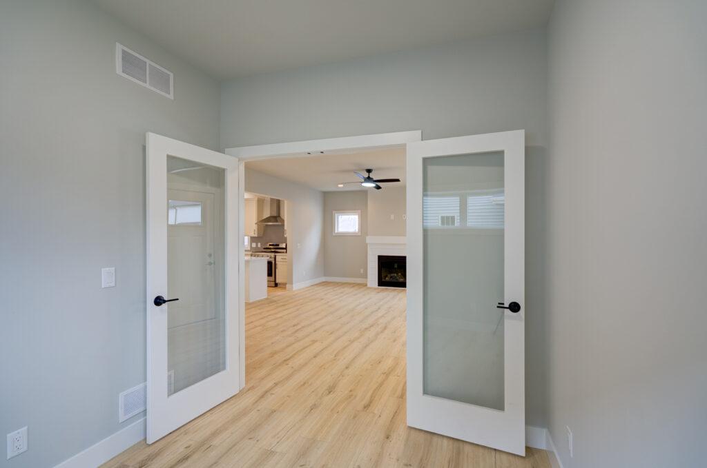 luxury vinyl plank floor home office