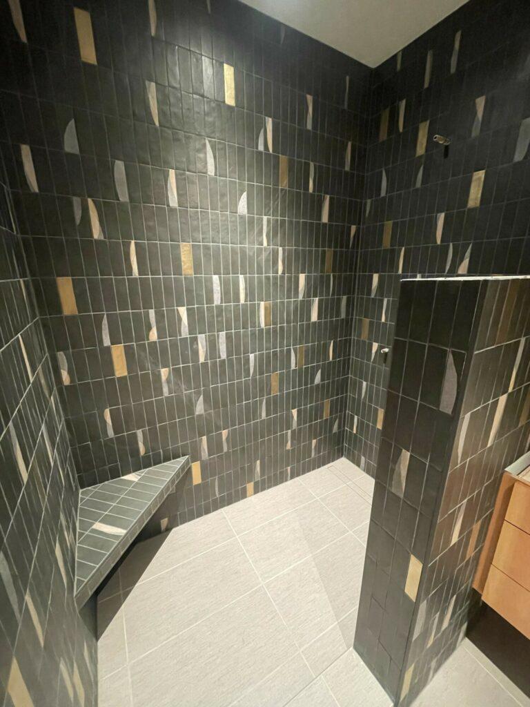 matte black tile walk in shower