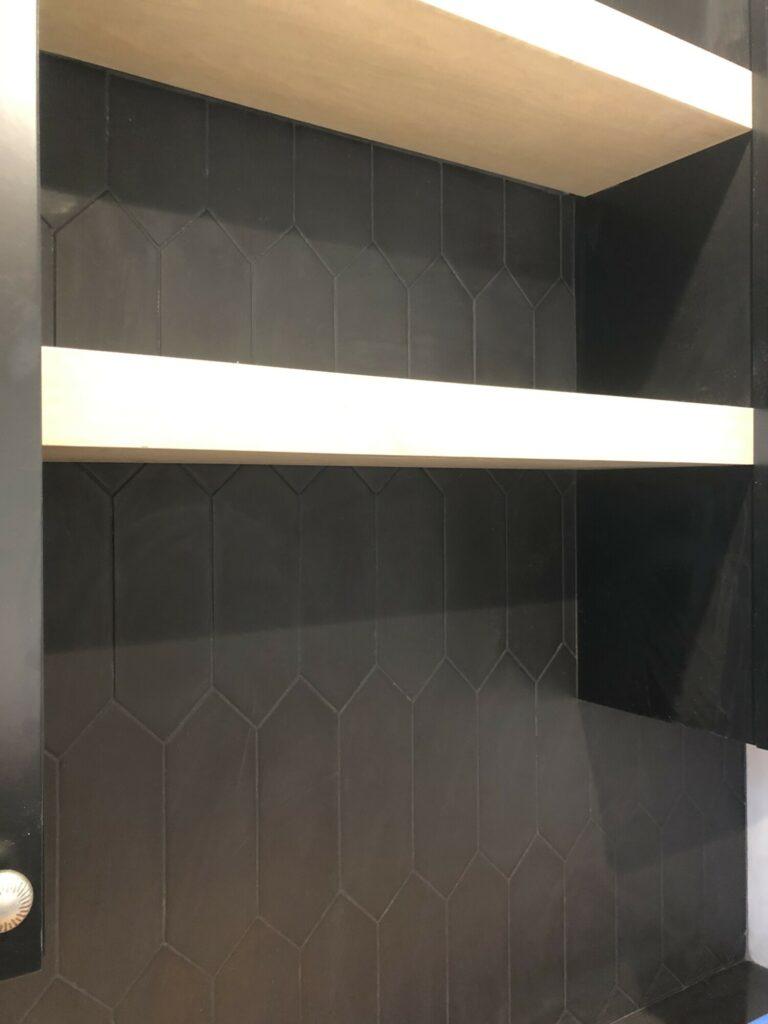 elongated hexagon tile backsplash