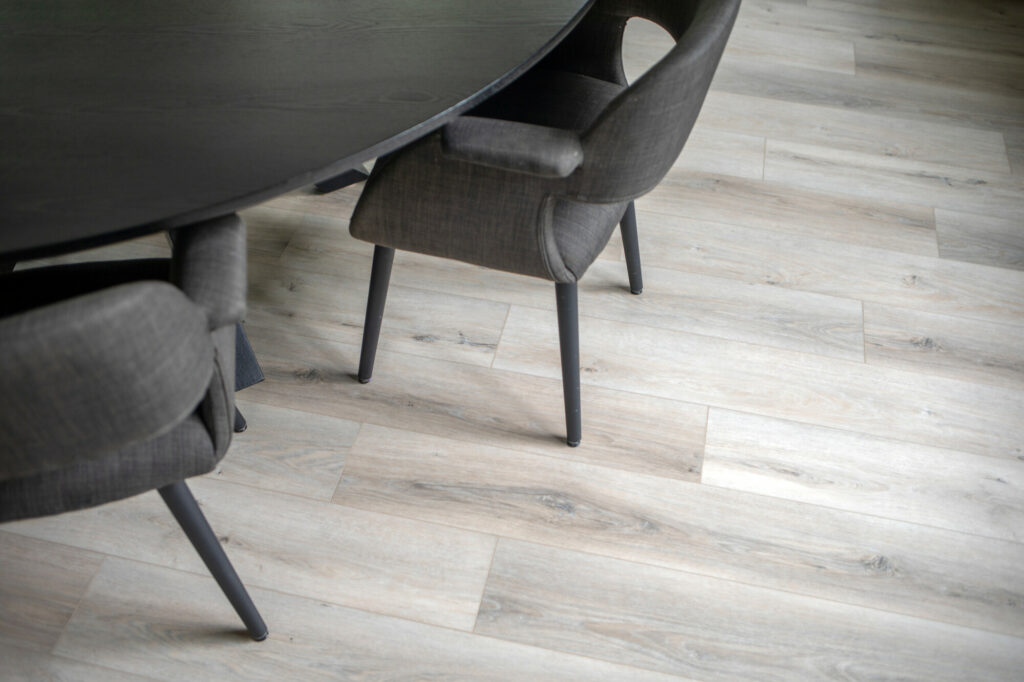 luxury vinyl plank floor dining table