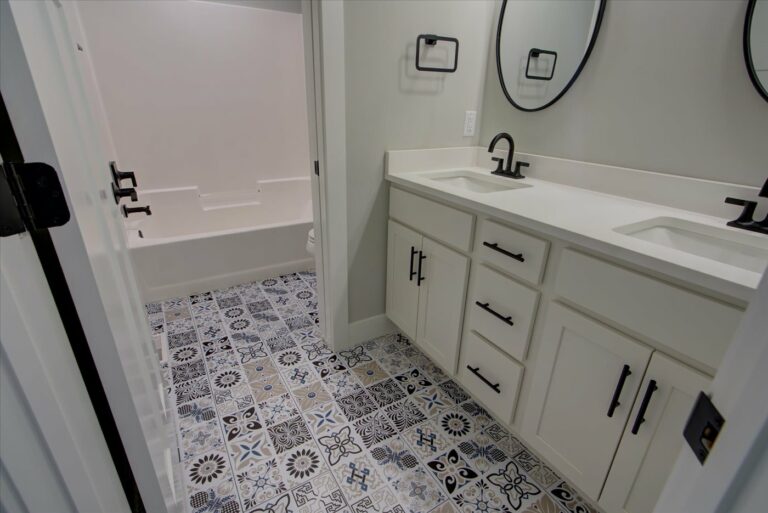 full bath printed tile flooring