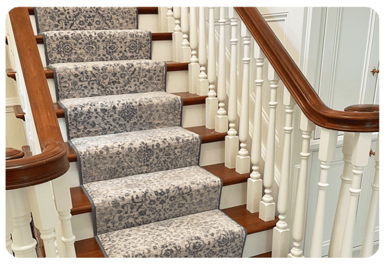 blue pattern custom carpet stair runner wool