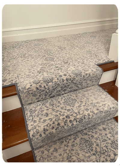 blue pattern wool custom carpet stair runner