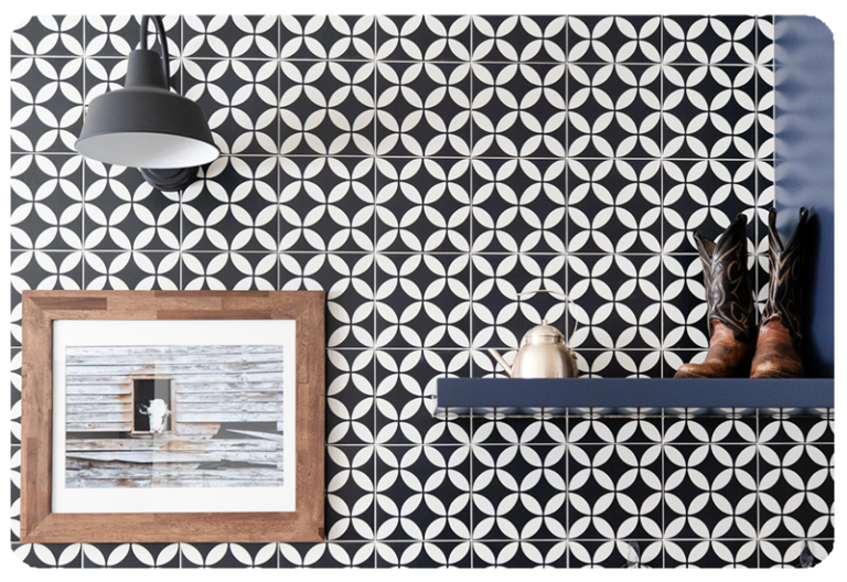 wall tile painted black and white