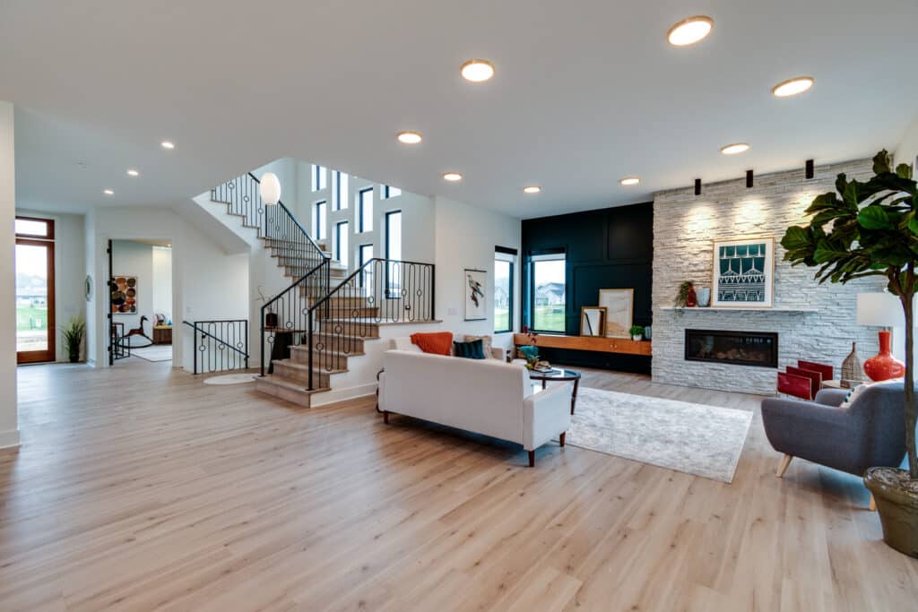 wood look luxury vinyl plank in main living area