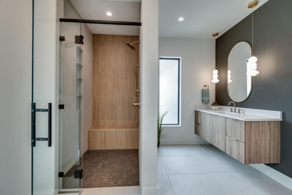 bathroom tile floor and shower wall and floor tile