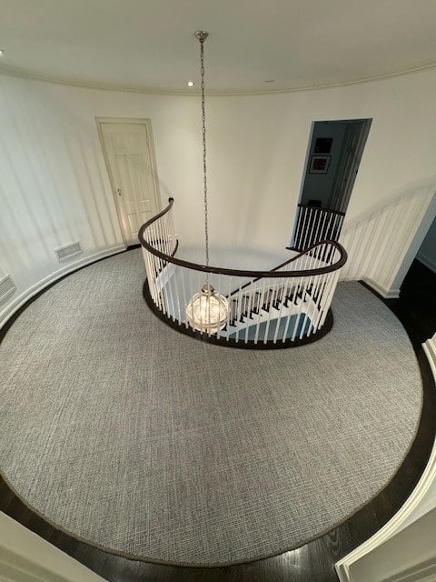 round custom area rug stair landing