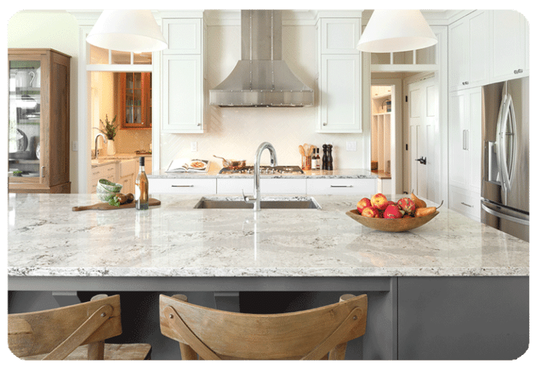 quartz countertop on kitchen island