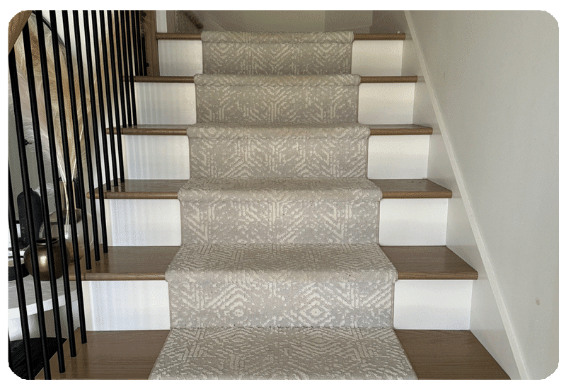 beige carpet stair runner