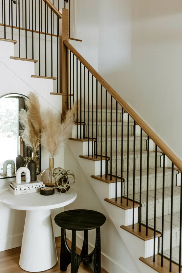 custom wool carpet stair runner beige neutral color with black border
