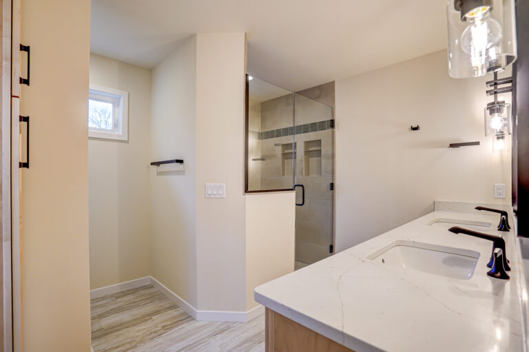 wood look floor in bathroom