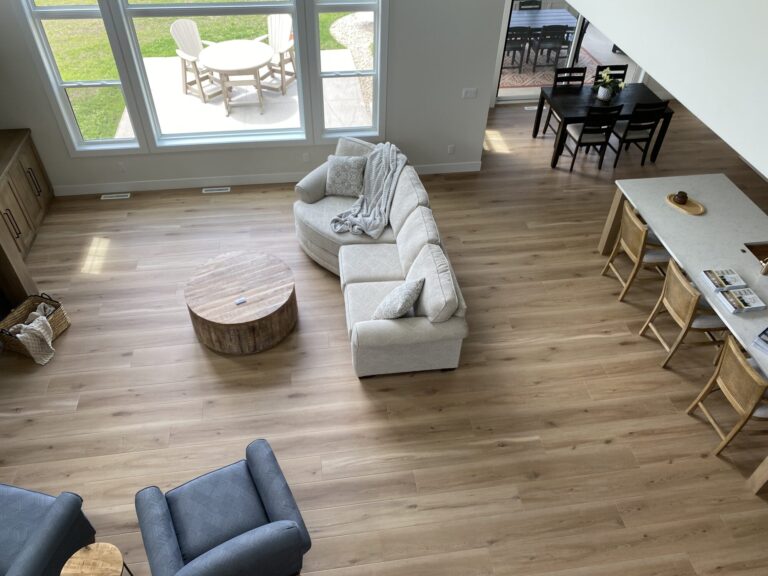 view of living room from above luxury vinyl plank