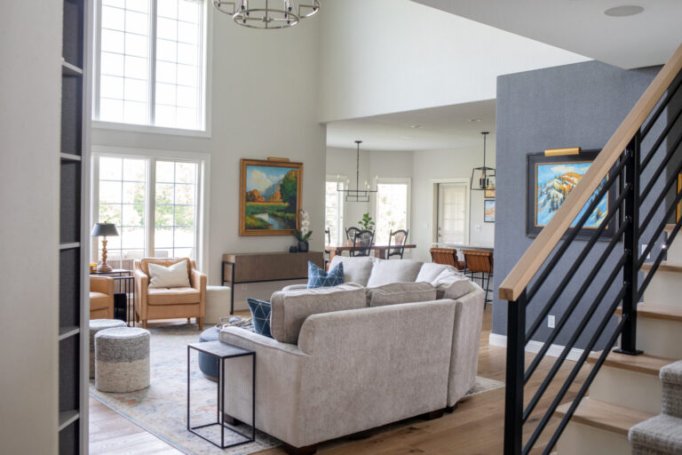 living room with couch and area rug