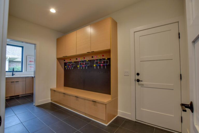 slate grey tile flooring mudroom