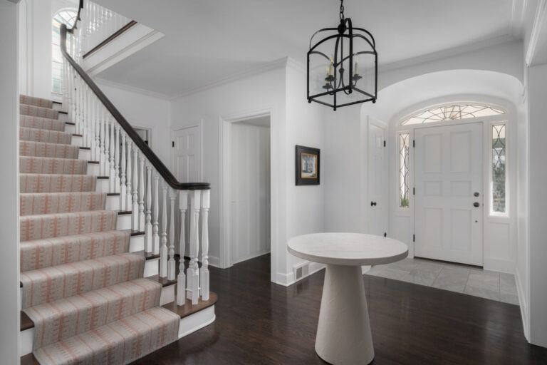 stair runner red stripe and beige color