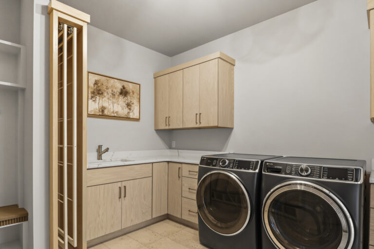 stone look tile floor in laundry room