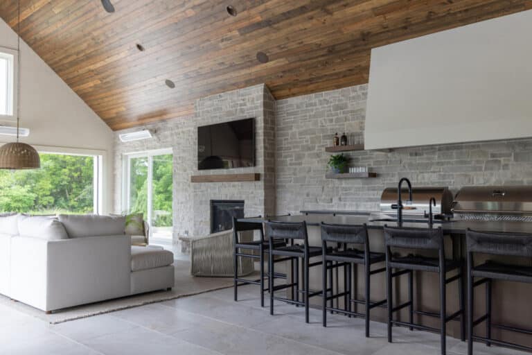 tile floor in indoor outdoor living area