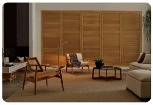 hunter douglas window covering wood shutters oak color